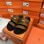 Hermes Slippers Brown Suede