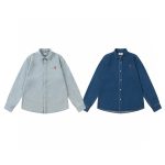 Ami Long-Sleeved Shirts Red Down Denim Street Style Flattering Fit For All Body Types