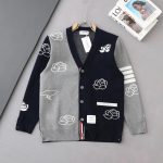 Thom Browne Cardigan Red Wool Modal Jacquard