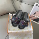 Louis Vuitton Slippers Ash Genuine Leather Satin Spring Early