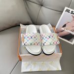 Louis Vuitton Slippers Ash Genuine Leather Satin Spring Early