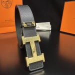Hermes Belt Ash Genuine Leather Top-Grain Calfskin Soft And Smooth Understated High-End Quality