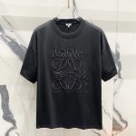 Loewe Short Sleeves Ash Cotton Pure Silk Silky Smooth Spring Summer Embroidery