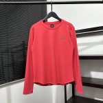 Descente Long-Sleeved Shirts Red Nylon Fleece Brushed Fabric Quick-Drying Sports Spring Autumn Winter