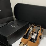 Saint Laurent Sandals Gold Wool Genuine Leather Sheepskin
