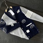 Thom Browne Cardigan Red Wool Modal Jacquard