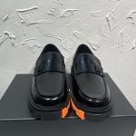 Ami Derby Shoes Black Cowhide Spring Autumn Patch