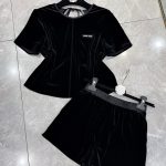 Miu Miu Velvet Short-Sleeved Shirts