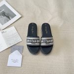 Dior Slippers Red Silk Genuine Leather Spring Early Embroidery