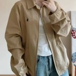 Ralph Lauren Coat Blue Cotton Pure Relaxed Fit Autumn Mid-Autumn Embroidery
