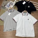 Moncler Short-Sleeved Shirts Black Cotton Silk Piqu