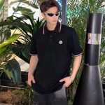 Moncler Short-Sleeved Shirts Black Cotton Silk Piqu