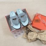 Hermes Flip-Flops Ash Genuine Leather Suede Spring Summer Early