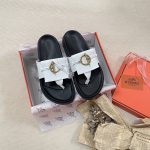 Hermes Flip-Flops Ash Genuine Leather Suede Spring Summer Early