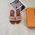 Louis Vuitton Slippers Red Pu Outsole Tpu