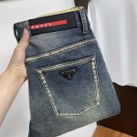 Prada Jeans Red Genuine Leather Denim Autumn Winter