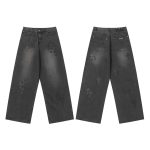 Chrome Hearts Jeans Ash Genuine Leather Even Stitching Patch