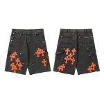Chrome Hearts Jeans Red Genuine Leather Distressed Even Stitching