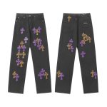 Chrome Hearts Jeans Ash Genuine Leather Even Stitching Patch
