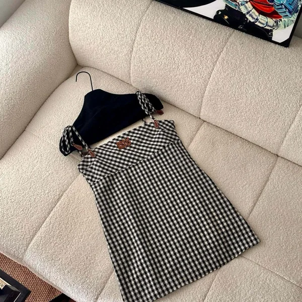 Miu Miu Plaid Suspenders