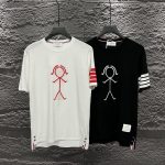 Thom Browne Short Sleeves Red Polyester Satin Jacquard Minimalist Lines Autumn Early