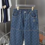 Louis Vuitton Shorts Red Suede Jacquard Denim Winter Embroidery