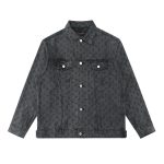 Louis Vuitton Jacket Ash Leather Patchwork Jacquard Denim Winter Patch