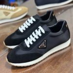 Prada Sneakers Red Sheepskin Cowhide Lightweight Yet Stable Clean Lines Spring Summer Metal Logo