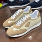 Prada Sneakers Sheepskin Cowhide Lightweight Yet Stable Clean Lines Spring Summer Metal Logo