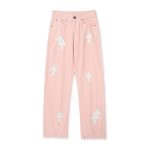 Express Jeans Pink Sheepskin Cowhide Woven Fabric Denim Patch