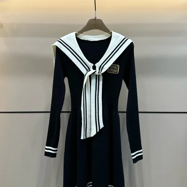 Miu Miu Gold Long-Sleeved Dress