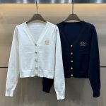 Miu Miu Gold Long-Sleeved Cardigan