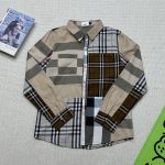 Burberry Long-Sleeved Shirt Color Cotton Pure Spandex Autumn Winter Patch Plaid Patchwork