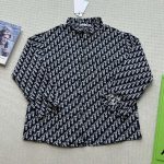 Dior Shirt Red Down Jacquard Denim Street Style Autumn Early