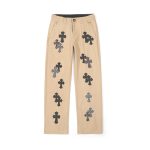 Chrome Hearts Jeans Red Leather Patchwork Sophistication Patch