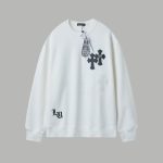 Chrome Hearts Sweatshirt Red Cotton Pure Leather Patchwork Winter Patch