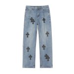 Chrome Hearts Jeans Red Sheepskin Cowhide