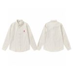 Ami Long-Sleeved Shirts Red Cotton Pure Down Oxford Cloth Street Style Flattering Fit For All Body Types
