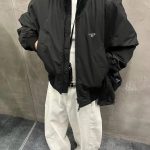 Prada Outerwear Red Ribbed Fabric Spring Metal Logo 3D Pocket