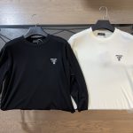 Prada Long-Sleeved Shirts Black Cotton Piqu Embroidery