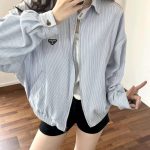Prada Shirts Red Down Denim Sophistication Summer Autumn Early Cool In