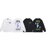 Stussy Long-Sleeved T-Shirt Ash Cotton Pure Combed Streetwear Autumn Early