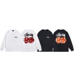 Stussy Long-Sleeved T-Shirt Ash Cotton Pure Combed Streetwear Autumn Early