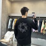 Archaeopteryx Long-Sleeved T-Shirt Ash Cotton Combed Street Style Double Needle Stitching Patch