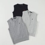 Ralph Lauren Vest Red Cotton Pure Jacquard Cable Knit Retro Preppy Style Pattern