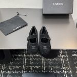 Chanel Flat Shoes Wool Genuine Leather Suede Autumn Winter