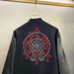 Chrome Hearts Jacket Red Wool Pu Leather