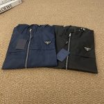 Prada Coat Red Nylon Fabric Spring Autumn Zippered Pocket