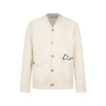 Dior Cardigan Red Eva Cotton Wool Blend Down Nylon Embroidery Patch