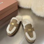 Miu Slippers Wool Lambswool Autumn Winter